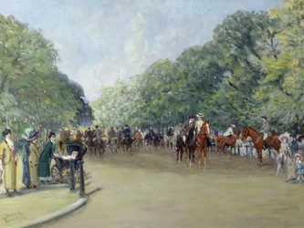 Uitzicht op Hyde Park met Figuren op Rotten Row