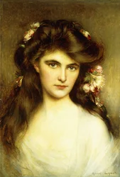 Een jonge schoonheid met bloemen in haar haar