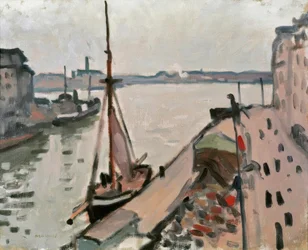 Kade met vissersboten