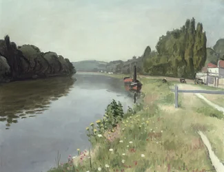 De oevers van de Seine bij Mericourt nabij Mantes