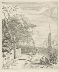 Landschap met een obelisk