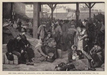 New York - Aankomst van emigranten (litho)