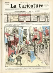 Illustratie door Albert Robida (1848-1926) voor de omslag van La Caricature (1880)