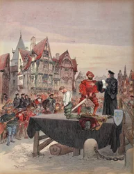 Saint Vallier vergeven op het schavot