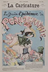 ‘De grote epidemie van pornografie’, omslagillustratie van het tijdschrift ‘La Caricature’, 6 mei 1892