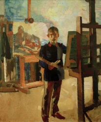 Zelfportret in de blauwe Litewka