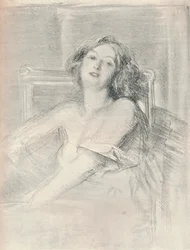 Lithografisch portret van een vrouw, ca. 1905
