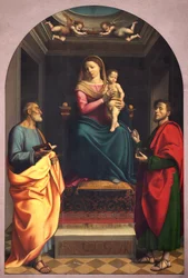 Madonna met Sint Petrus en Sint Lucas, eerste twintig jaar van de 16e eeuw