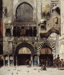 Circassische Cavalerie Wachtend op hun Commandant bij de Deur van een Byzantijns Monument, Herinnering aan het Oosten