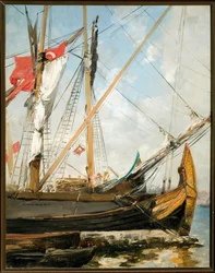 Zeilboten op de Bosporus in Turkije Schilderij door Alberto Pasini (1826-1899) 19e eeuw Genua, Galleria d