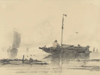 Twee mannen in een bootje op kalm water