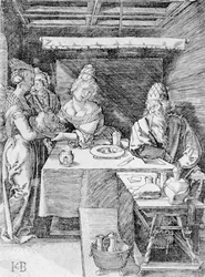 Salome presenteert het hoofd van de Doper aan Herodias, gegraveerd door Jacob Binck (gravure)