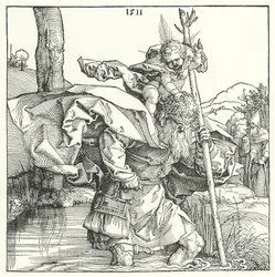 Sint Christoffel die het Christuskind draagt