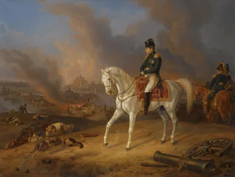 Napoleon Bonaparte voor de brandende stad Smolensk