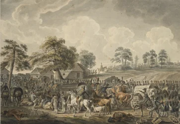 Het Franse leger steekt de Daugava-rivier over op 24 juli 1812, midden 1820s