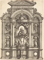 Altaar met de Maagd en Kind en de heiligen Christoffel, Barbara, George en Catharina