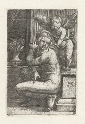 Knielende Venus met Cupido