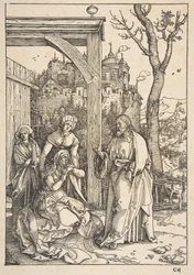 Christus neemt afscheid van zijn moeder, uit "Het leven van de Maagd"