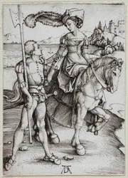 De dame te paard en de landsknecht