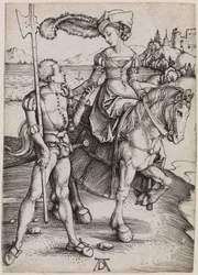 De jonkvrouw te paard en de landsknecht