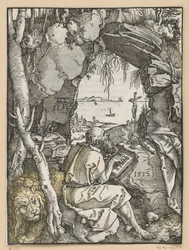 De heilige Hiëronymus in de rotsgrot
