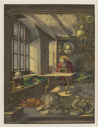 De heilige Hiëronymus in de vitrine