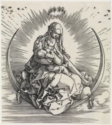 Maria op de maansikkel (titelblad van het Leven van Maria)