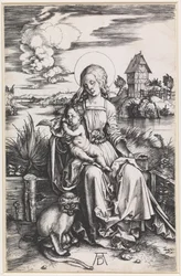 Maria met kind en een aap