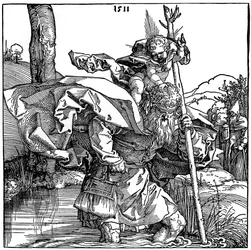 Sint Christoffel draagt het Christuskind