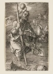 Sint-Christoffel met het hoofd naar rechts gedraaid