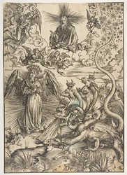 De apocalyptische vrouw, uit De Apocalyps, Latijnse editie, 1511, 1511