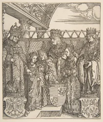 Het congres van prinsen in Wenen, uit de Triomfboog van keizer Maximiliaan I, 1515