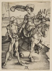 De dame te paard en de lansquenet, ca. 1497