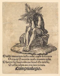De Man van Smarten zittend, titelpagina van De Kleine Passie