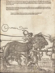 De triomfwagen van Maximiliaan I De grote triomfwagen [plaat 4 van 8], 1523 Latijnse editie