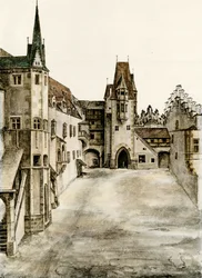 Uitzicht op de kasteeltuin