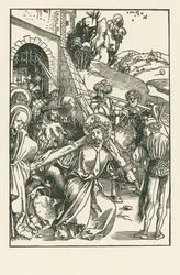 Christus draagt het kruis, ca.1500 (houtsnede)