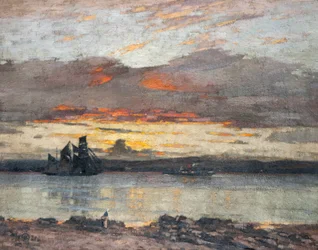 Zonsondergang op de Tay [Uitzicht richting Dundee]