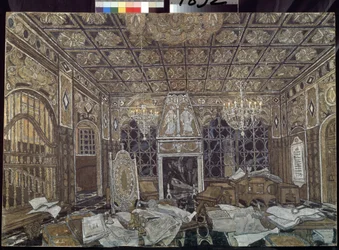 Voorbereidend decor voor het toneelstuk Othello van William Shakespeare