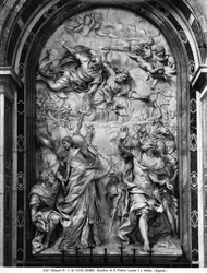 Paus Leo I (ca. 390-461) stoot Attila (ca. 406-453) af
