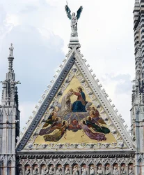 Kathedraal van Siena (Kathedraal van Maria-Tenhemelopneming). 1215-1263. Detail: mozaïek met de kroning van de Maagd Maria. 1878
