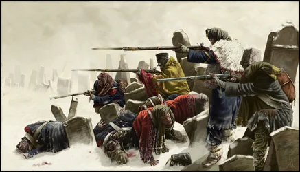 Franse terugtocht in rusland, op een begraafplaats, winter 1812, 2024