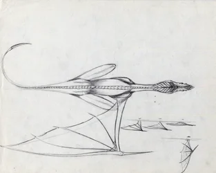 Legendarisch dier voor fantasie illustratie: studie voor een draak