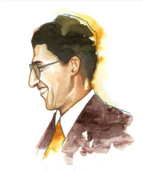 Portret van Cesare Pavese (1908-1950) - Italiaanse schrijver - Illustratie door Alessandro Lonati