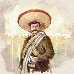 Portret van de Mexicaanse revolutionair Pancho Villa, 2023 (illustratie)