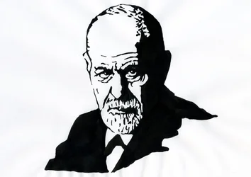 Portret van Sigmund Freud (1856-1939), Oostenrijkse psychiater (Illustratie door Alessandro Lonati)