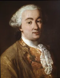 Portret van Carlo Goldoni, Italiaanse toneelschrijver (detail)