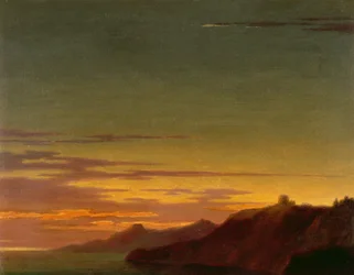 Einde van de dag: zonsondergang aan de kust, ca. 1768-75
