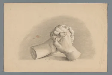 Gipsmodel van twee gevouwen handen
