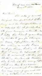 Brief ondertekend A.E. Steen, kamp nabij Van Buren, aan zijn nicht mevrouw Mary Walker, Van Buren, Ark., 1 december 1862
